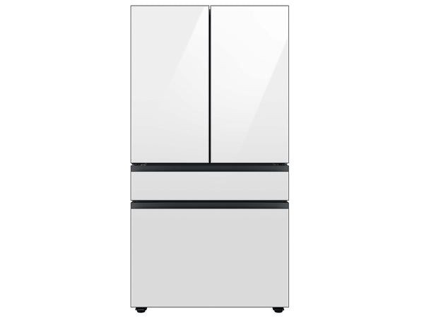 Bespoke 4-Door French Door Refrigerator Panel in White Glass - Bottom Panel