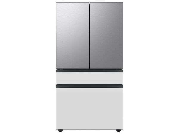 Bespoke 4-Door French Door Refrigerator Panel in White Glass - Bottom Panel