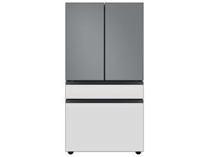 Bespoke 4-Door French Door Refrigerator Panel in White Glass - Bottom Panel