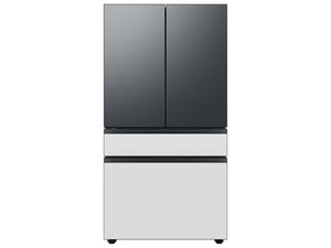 Bespoke 4-Door French Door Refrigerator Panel in White Glass - Bottom Panel