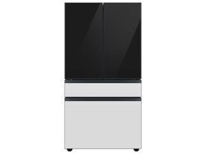 Bespoke 4-Door French Door Refrigerator Panel in White Glass - Bottom Panel