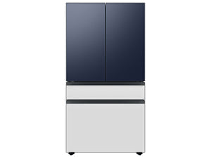 Bespoke 4-Door French Door Refrigerator Panel in White Glass - Bottom Panel