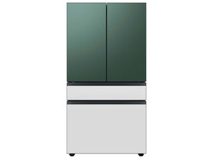 Bespoke 4-Door French Door Refrigerator Panel in White Glass - Bottom Panel