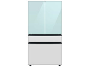 Bespoke 4-Door French Door Refrigerator Panel in White Glass - Bottom Panel