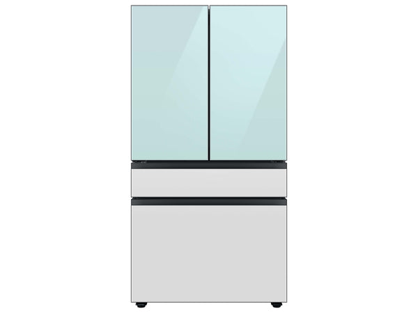 Bespoke 4-Door French Door Refrigerator Panel in White Glass - Bottom Panel