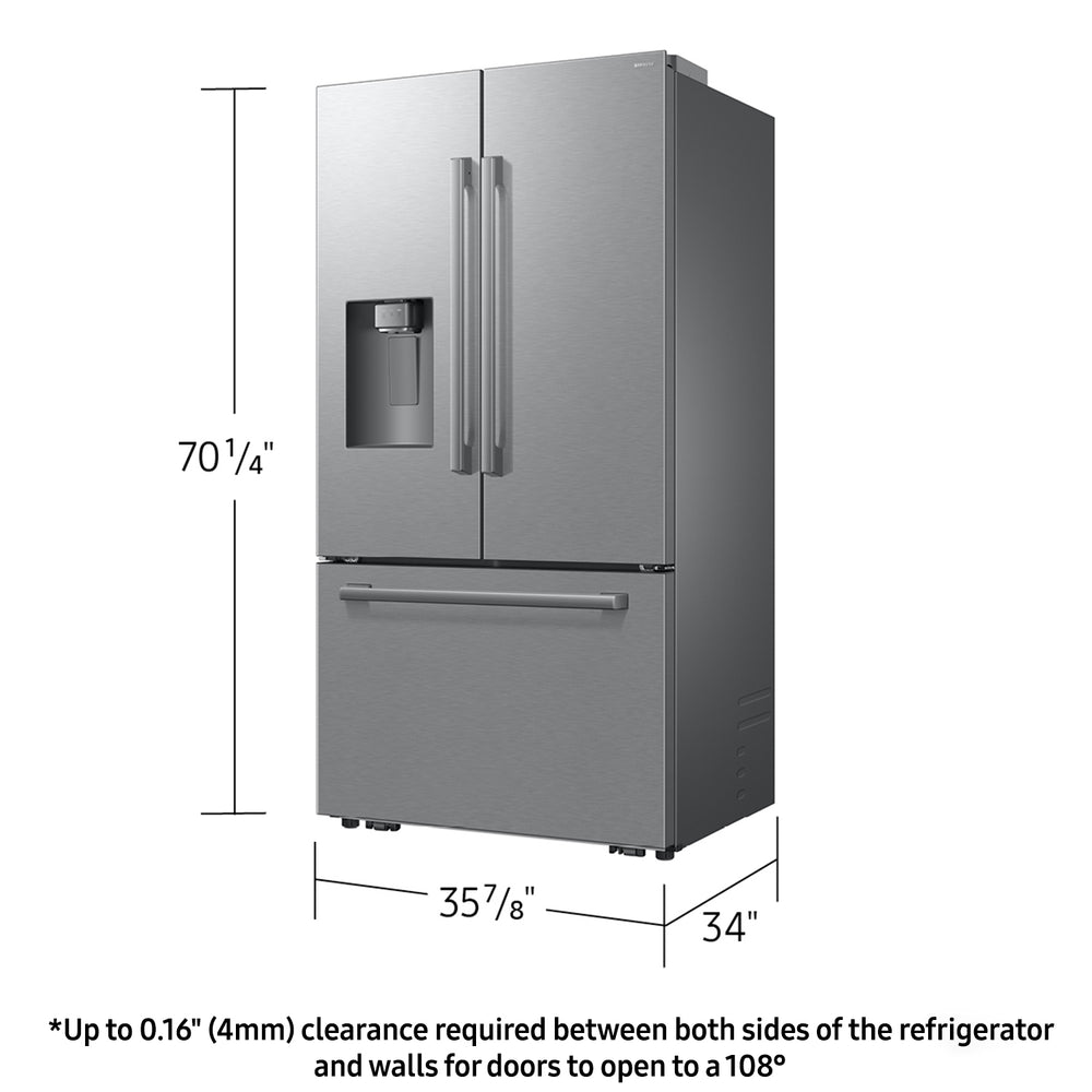 Bespoke AI 29 cu. ft. 3-Door French Door Refrigerator with Zero Clearance Fit & Sphere Ice - Stainless Steel