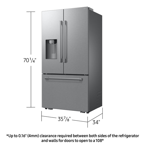 Bespoke AI 29 cu. ft. 3-Door French Door Refrigerator with Zero Clearance Fit & Sphere Ice - Stainless Steel