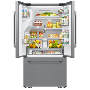 Bespoke AI 29 cu. ft. 3-Door French Door Refrigerator with Zero Clearance Fit & Sphere Ice - Stainless Steel