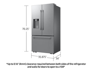 Bespoke AI 29 cu. ft. 3-Door French Door Refrigerator with Zero Clearance Fit & Dual Auto Ice Maker in Stainless Steel