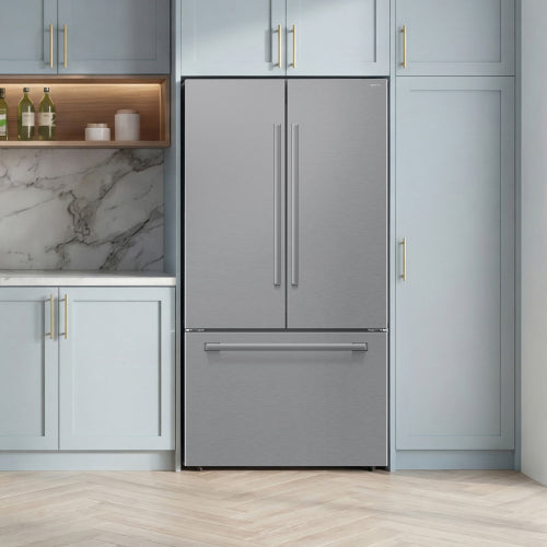 Bespoke AI 30 cu. ft. 3-Door French Door Refrigerator with Zero Clearance Fit & In-Door Tall Water Dispenser - Stainless Steel
