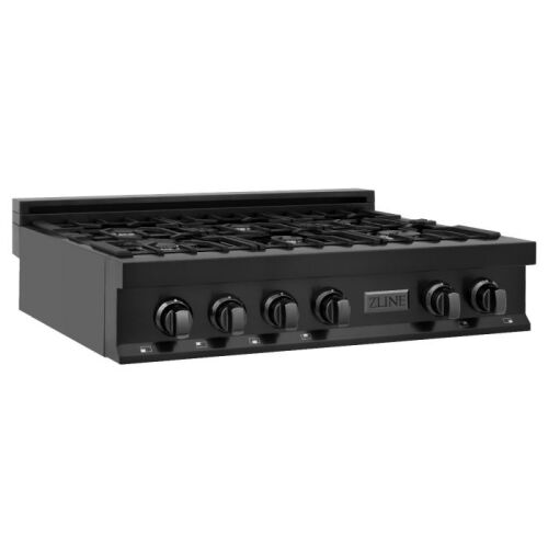 ZLINE 36" Porcelain Gas Stovetop in Black Stainless Steel with 6 Gas Brass Burners (RTB-36)