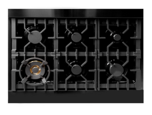 ZLINE 30" 4.0 cu. ft. Dual Fuel Range with Gas Stove and Electric Oven in Black Stainless Steel with Brass Burners (RAB-30)
