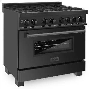 ZLINE 30" 4.0 cu. ft. Dual Fuel Range with Gas Stove and Electric Oven in Black Stainless Steel with Brass Burners (RAB-30)