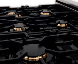 ZLINE Autograph Edition 36" Porcelain Rangetop with 6 Gas Burners in Stainless Steel and Gold Accents (RTZ-36-G)