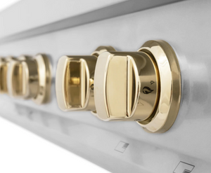 ZLINE Autograph Edition 36" Porcelain Rangetop with 6 Gas Burners in Stainless Steel and Gold Accents (RTZ-36-G)