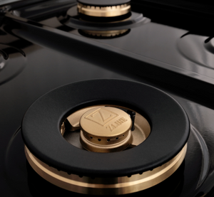 ZLINE Autograph Edition 48" Porcelain Rangetop with 7 Gas Burners in Stainless Steel and Gold Accents (RTZ-48-G)