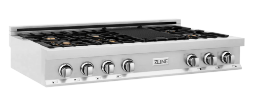 ZLINE 48" Porcelain Gas Stovetop with 7 Gas Brass Burners and Griddle (RT-BR-48)
