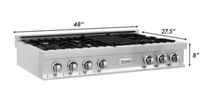 ZLINE 48" Porcelain Gas Stovetop with 7 Gas Brass Burners and Griddle (RT-BR-48)
