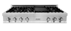 ZLINE 48" Porcelain Gas Stovetop with 7 Gas Brass Burners and Griddle (RT-BR-48)