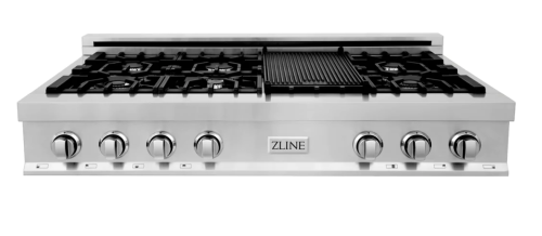 ZLINE 48" Porcelain Gas Stovetop with 7 Gas Brass Burners and Griddle (RT-BR-48)