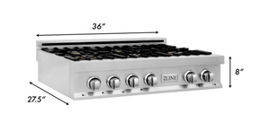 ZLINE 36" Porcelain Gas Stovetop with 6 Gas Brass Burners (RT-BR-36)