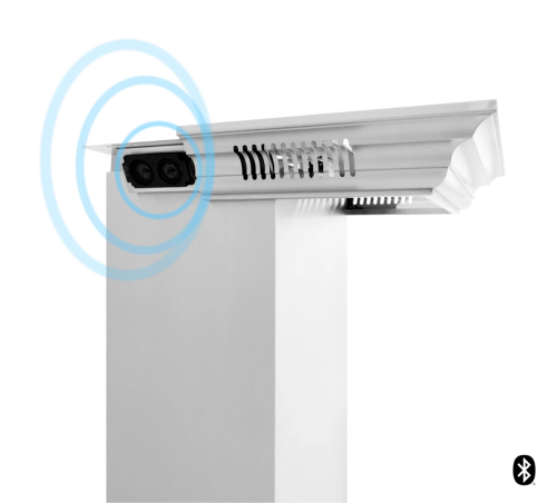 42" ZLINE CrownSound™Ducted Vent Wall Mount Range Hood in Stainless Steel with Built-in Bluetooth Speakers (KN4CRN-BT-42)
