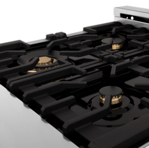 ZLINE 24" 2.8 cu. ft. Electric Oven and Gas Cooktop Dual Fuel Range with Griddle and Brass Burners in Stainless Steel (RA-BR-GR-24)