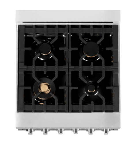 ZLINE 24" 2.8 cu. ft. Electric Oven and Gas Cooktop Dual Fuel Range with Griddle and Brass Burners in Stainless Steel (RA-BR-GR-24)