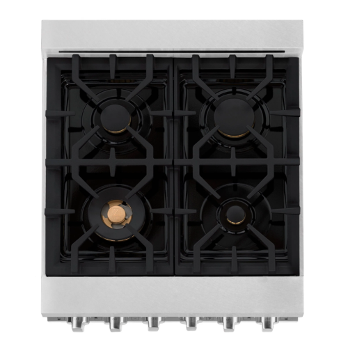 ZLINE 24" 2.8 cu. ft. Gas Oven and Gas Cooktop Range with Griddle and Brass Burners in Fingerprint Resistant Stainless Steel (RGS-SN-BR-GR-24)