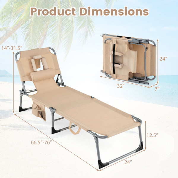 4-position adjustable back customized for different postures<br>2 footrest positions with flexible joints for more coziness<br>Built-in face hole and arm holes for face-down position<br>Removable head pillow enhances the comfort of lying<br>Folding chair 