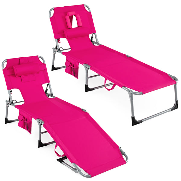 4-position adjustable back customized for different postures<br>2 footrest positions with flexible joints for more coziness<br>Built-in face hole and arm holes for face-down position<br>Removable head pillow enhances the comfort of lying<br>Folding chair 