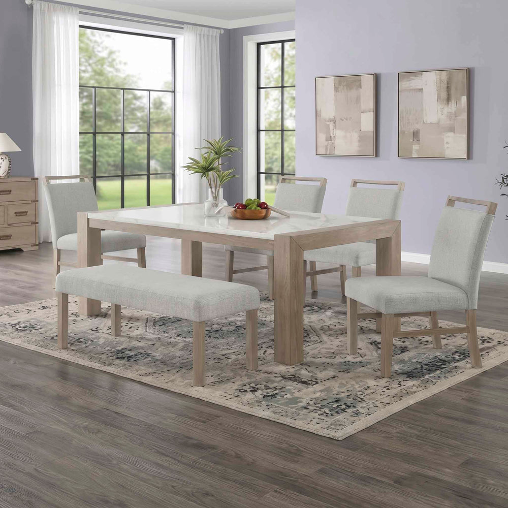 Tabitha 6-Piece Dining Set with Faux Marble Top