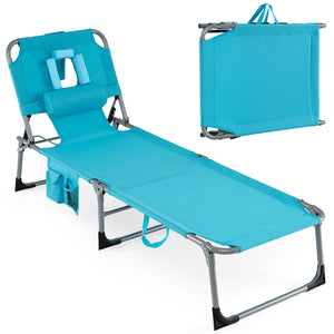 Face and arm slots for comfortable face-down lounging<br>Adjustable backrest ensures personalized reclining positions<br>Compact folding design makes it easy to transport and store<br>Equipped with a carry strap to facilitate mobility<br>Removable pillow 