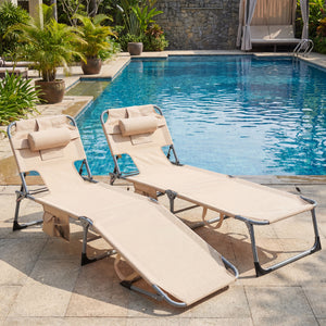 Face and arm slots for comfortable face-down lounging<br>Adjustable backrest ensures personalized reclining positions<br>Compact folding design makes it easy to transport and store<br>Equipped with a carry strap to facilitate mobility<br>Removable pillow 