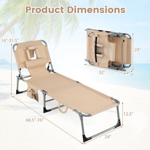 Face and arm slots for comfortable face-down lounging<br>Adjustable backrest ensures personalized reclining positions<br>Compact folding design makes it easy to transport and store<br>Equipped with a carry strap to facilitate mobility<br>Removable pillow 