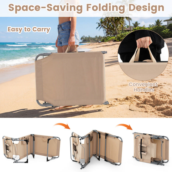 Face and arm slots for comfortable face-down lounging<br>Adjustable backrest ensures personalized reclining positions<br>Compact folding design makes it easy to transport and store<br>Equipped with a carry strap to facilitate mobility<br>Removable pillow 