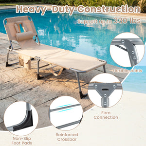 Face and arm slots for comfortable face-down lounging<br>Adjustable backrest ensures personalized reclining positions<br>Compact folding design makes it easy to transport and store<br>Equipped with a carry strap to facilitate mobility<br>Removable pillow 