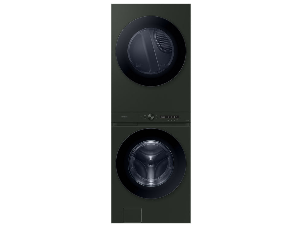 Bespoke AI Laundry Hub 5.3 cu. ft. Ultra Capacity Single Unit Washer with AI OptiWash and 7.6 cu. ft. Gas Dryer in Satin Green