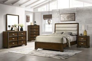  luxurious focal point. Complementing the bed are a tall chest of drawers a
