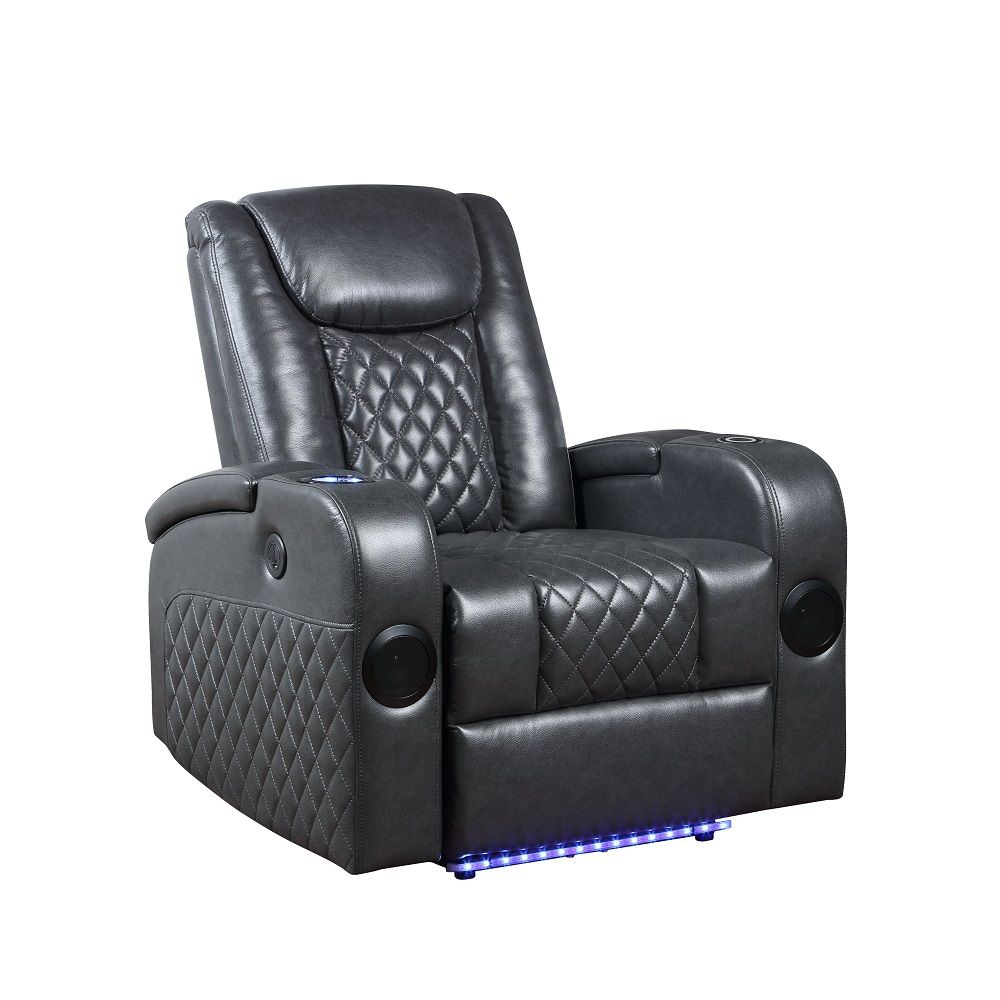 Seat Construction: Pocket Coil Tight Seat & Back Cushion LED Light Included 2 Bluetooth Speake rCooling Cup Holder Wireless Charger Included Storage Arm