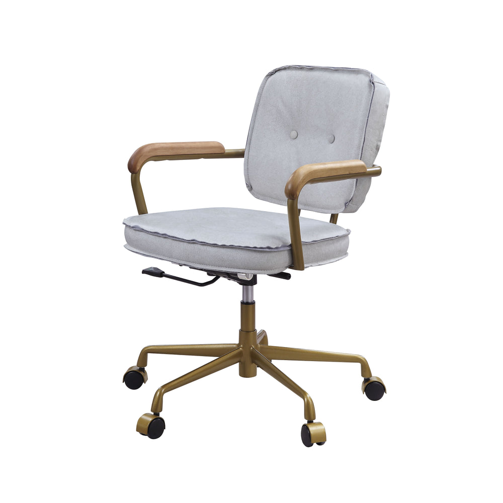 Swivel Office Chair(360 Degree) Adjustable Seat Height Wheels Included5-Star Base w/CastersTop Grain LeatherUpholstered Seat and Back Cushion<br/><br/><b>Product Features</b><ul><li>wivel Office Chair(360 Degree)â€§ Adjustable Seat Heightâ€§ Wheels Includ