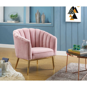 Refined carving with authentic styling, the Colla accent chair is the embodiment of elegance. The thick padded velvet cushion with straight-lined detailing offers superior coziness. Available in pink and blue velvet cushion it is ideal for reading a book 