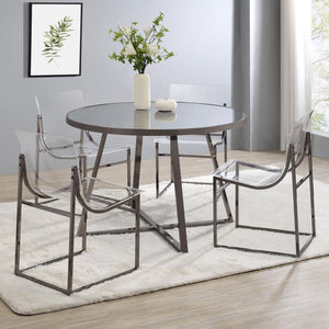 Jillian - Round Mirror Top Dining Table - Black Nickel