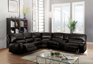 Saul - Sectional Sofa - Black Leather-Aire