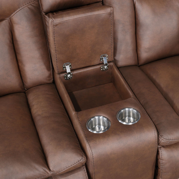 Morello - Console Loveseat With Dual Recliners - Brown