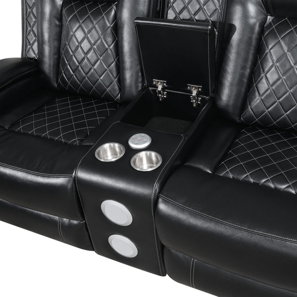 Orion II - Console Loveseat With Dual Recliners - Black