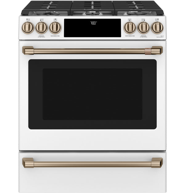 Café™ 30" Smart Slide-In, Front-Control, Gas Range with Convection Oven