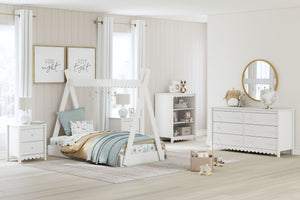 Hallityn - 5 Pc. - Bookcase, Dresser, Twin Tent Complete Bed, 2 Nightstands - White