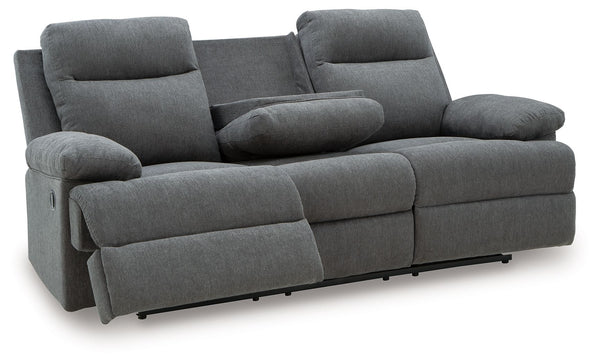 Side-Swipe - Charcoal - Reclining Sofa With Drop Down Table