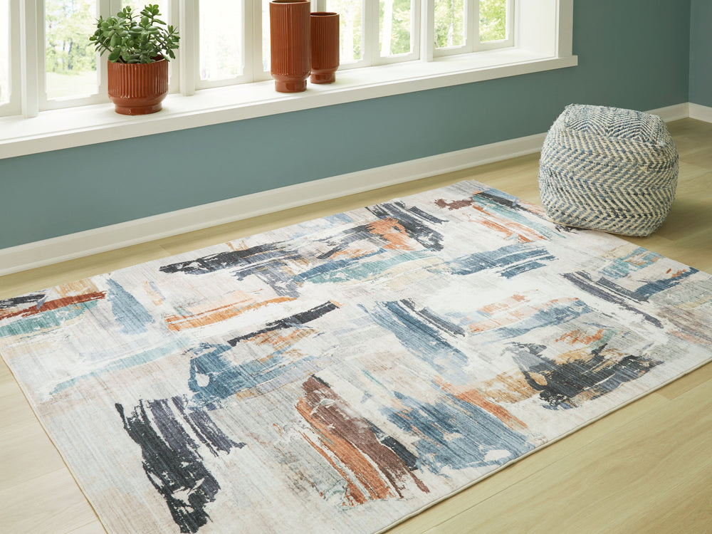 High style, low maintenance. This rug takes an abstract approach to contemporary aesthetics. A brush stroke pattern, like art on a canvas, levels up your decor with its curated character. And the rug expertly balances fashion and everyday function, with a